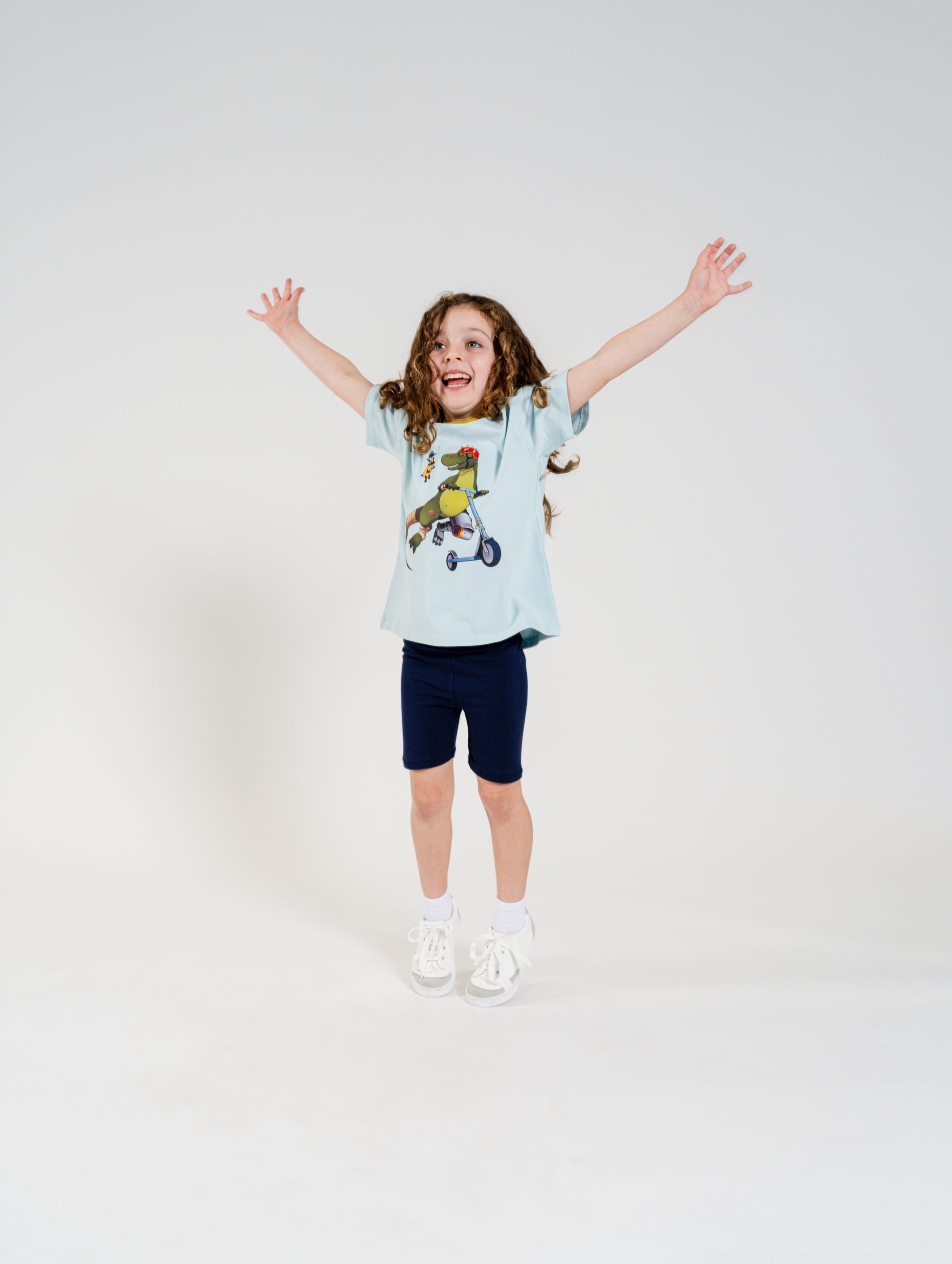 Rexy Adventure Tee - Sky Blue Scooter Rexy (Kids)