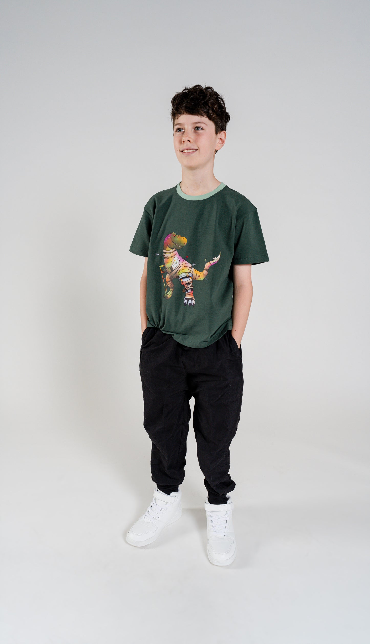 Rexy Adventure Tee - Forest Green Bandaid Rexy (Kids)