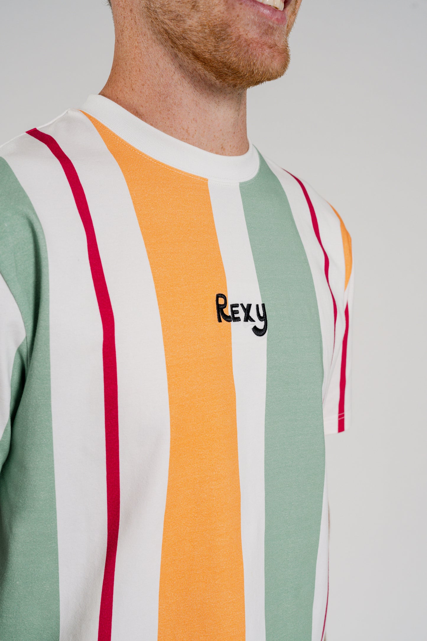 Premium Rexy Striped Tee - Green & Peach (Adult)