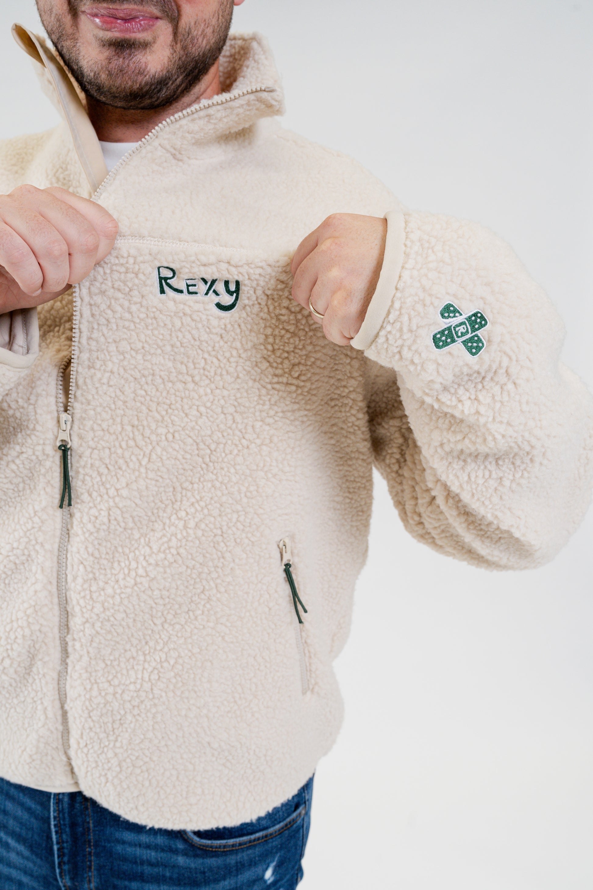 Rexy cream sherpa jacket made from high quality soft wool.